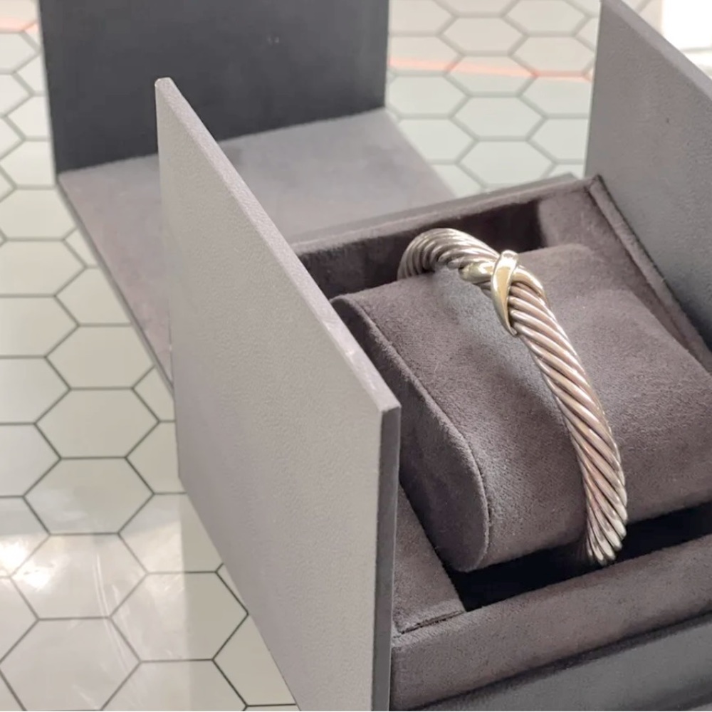 David Yurman X station bracelet Sterling silver with 14k gold